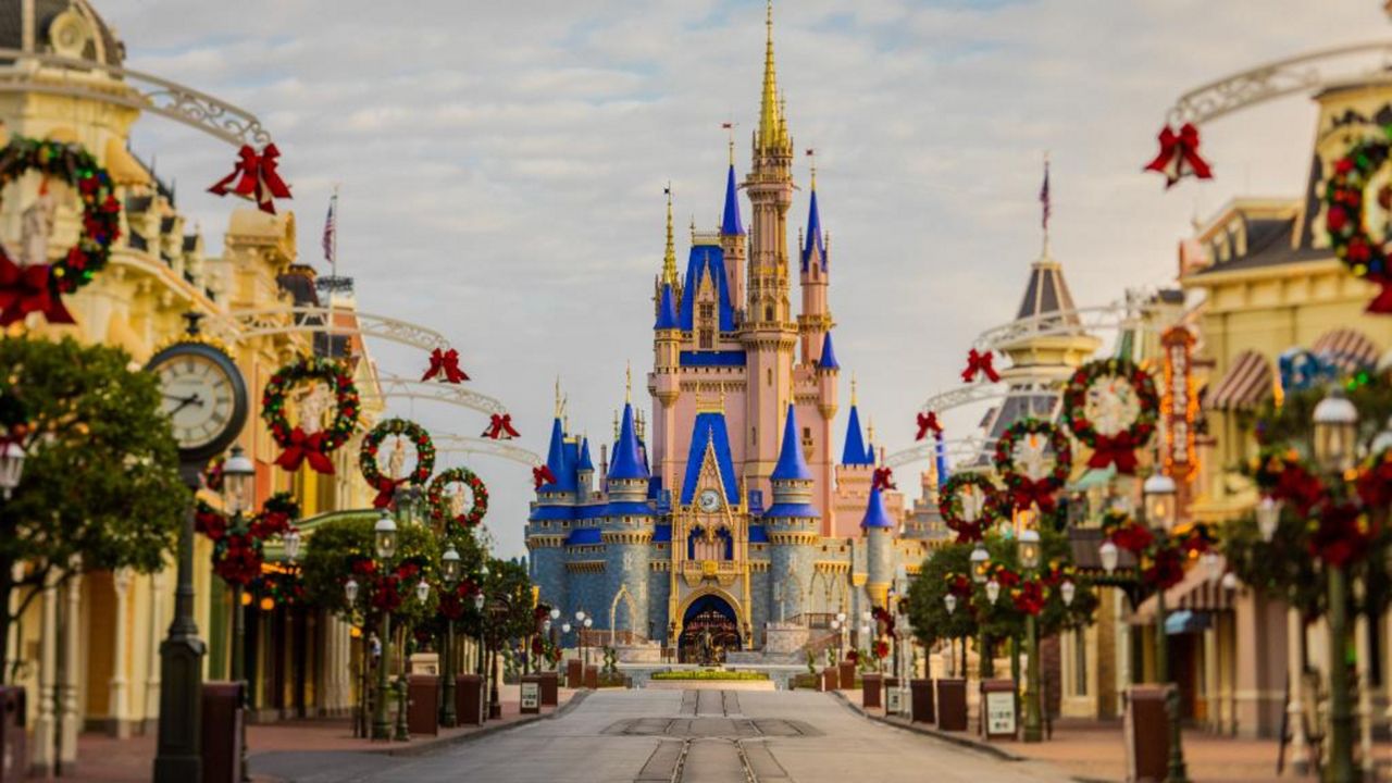 Magic Kingdom at Walt Disney World during Christmastime 