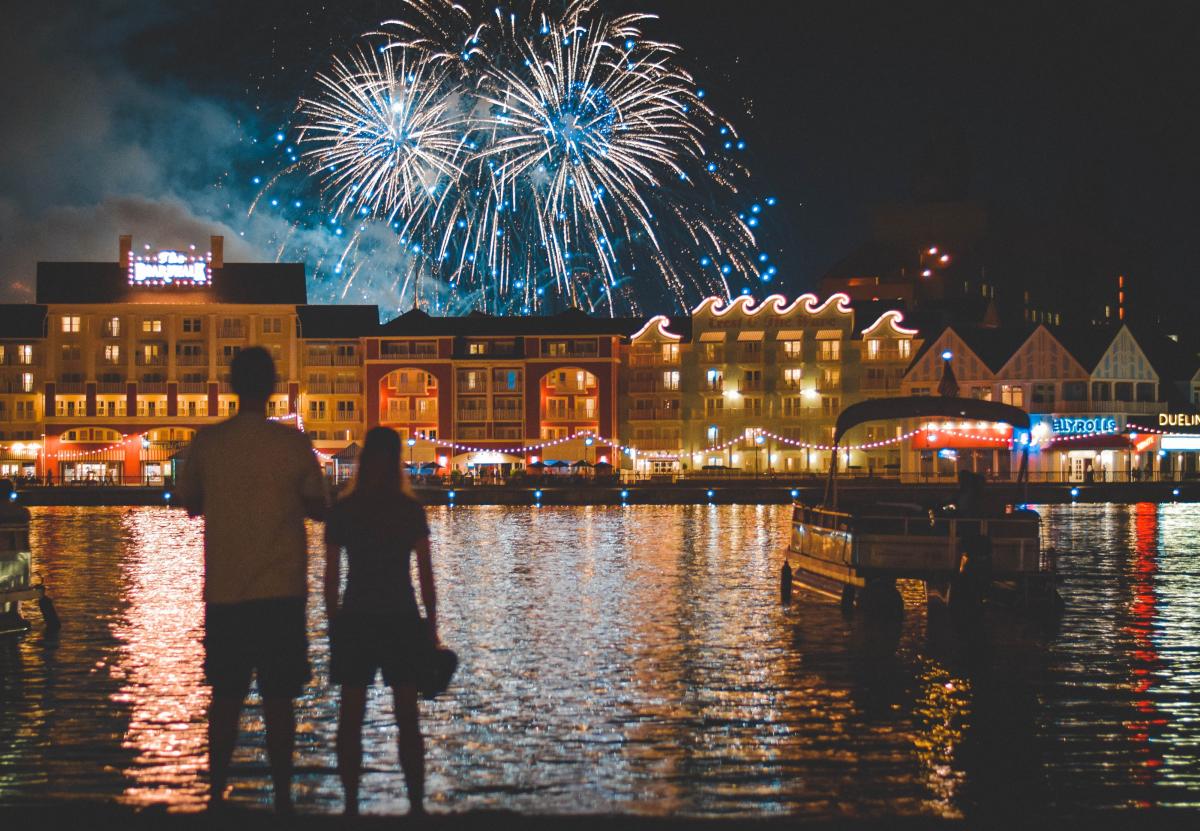 Fireworks above Disney's Boardwalk Resort